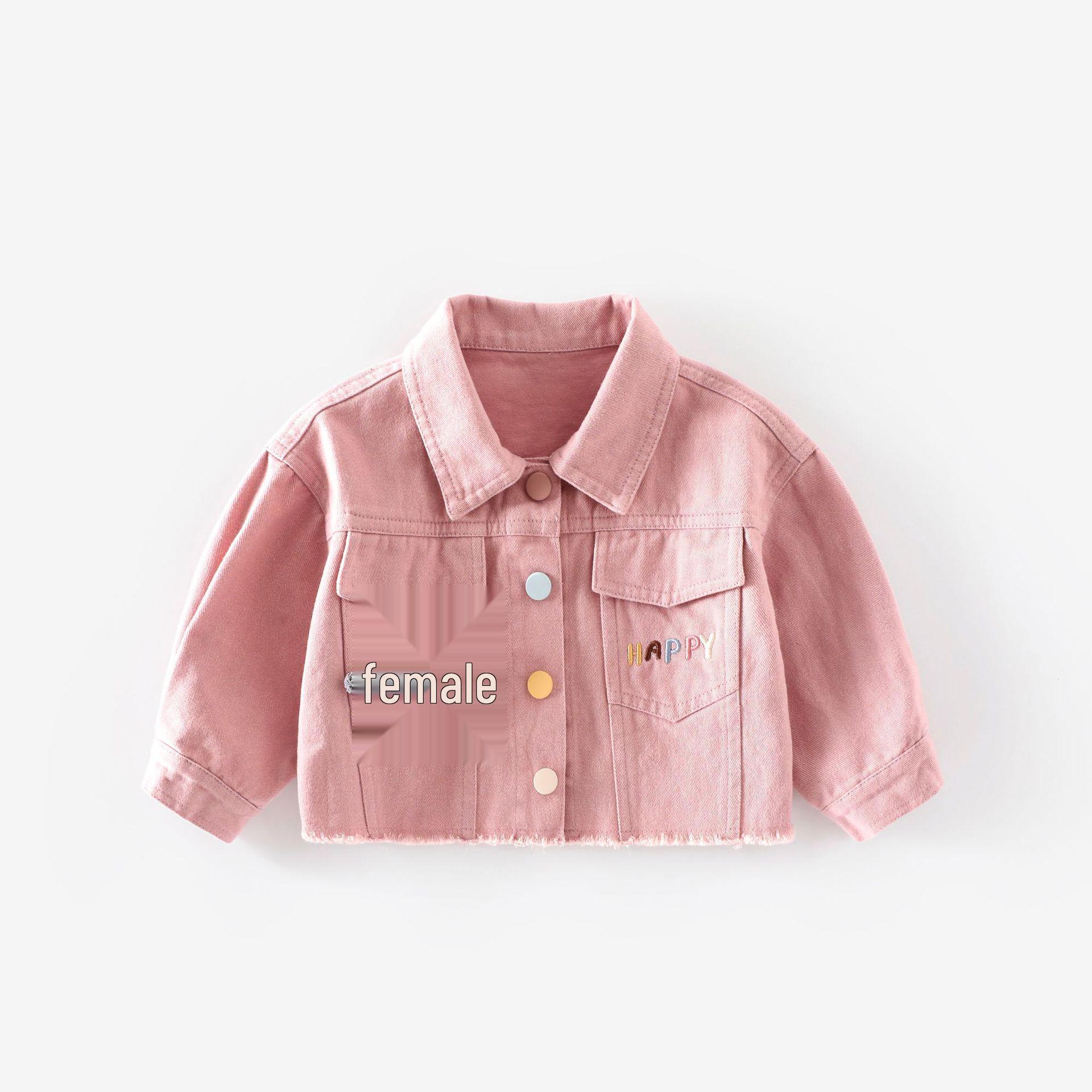 

Girls Trendy Denim Jacket with Colorful Buttons for Fall 2025 100 cm конфеты розовый