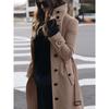 Autumn Winter Slim Fit Cardigan Women's Single Breasted Stand Collar Woolen  Long Sleeve Coat Plus Size