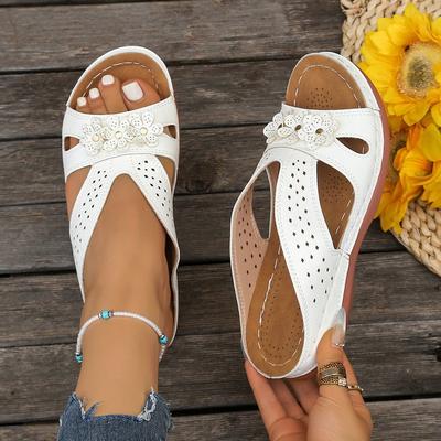 Slope Heel Slippers, Large Size, Summer New Fashion, Hollowed Out Carved Roman Sandals