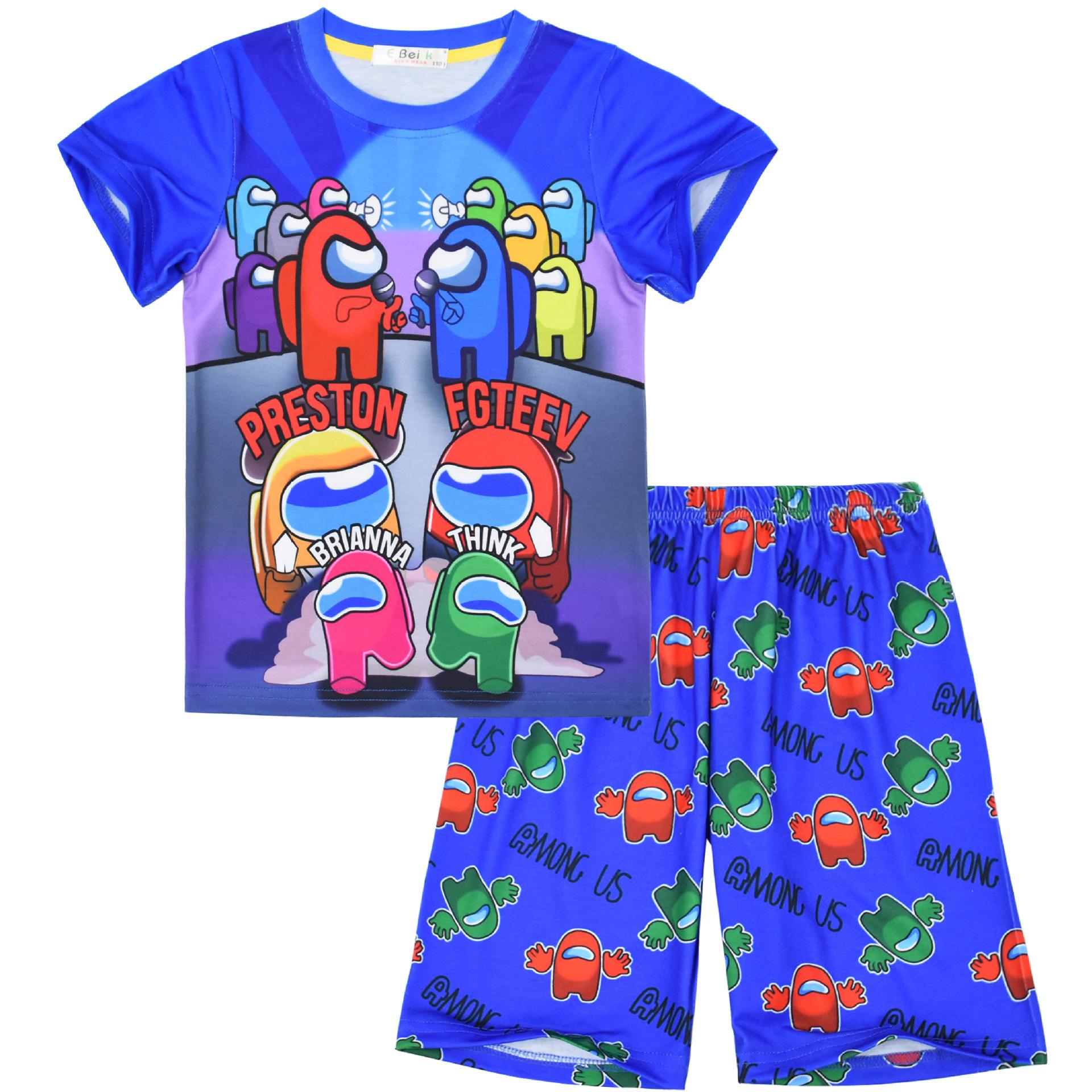 

Cartoon Digital Printing Clothing, Middle-Aged And Older Children S Loungewear Short-Sleeved Set 832 120