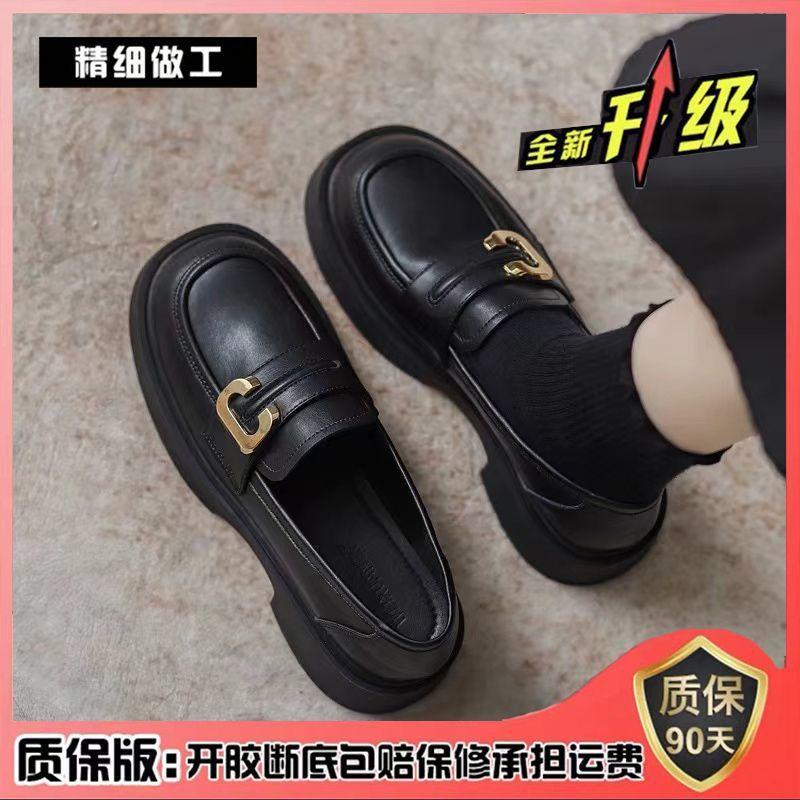 Small leather shoes for women's British retro versatile flat-soled loafers 2025 spring new soft-soled one-pedal single shoes