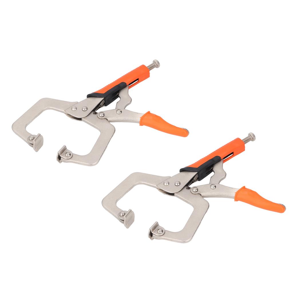 2Pcs Locking C Clamp Pliers Set Heavy Duty Woodworking Face Clamp with Rotating Pads for Welding   Hole Joinery
