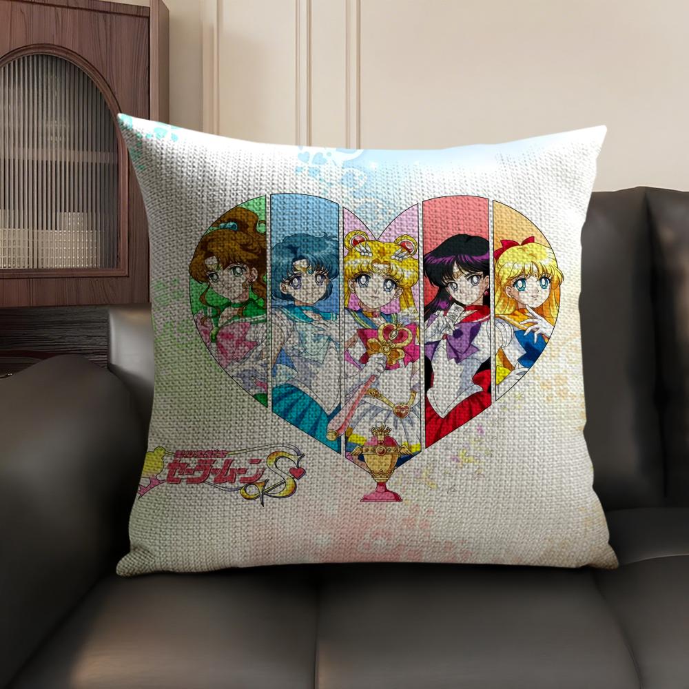 SSAILOR Anime MMOON Cushion Cover Natural Linen Organic Fabric DoubleSided Printing Sofa Home Decor Gift Pillow Case