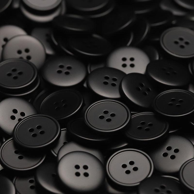 MOSN Reversible Wool/Fur Trench Coat Buttons: Four-hole, Thin-edged, Spray-painted, Multi-colored.