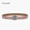 Korean Style Women's Antique Leather Belt with Oval Silver Buckle - Simple Cowhide Waist Belt for Ladies' Jeans and Shirts