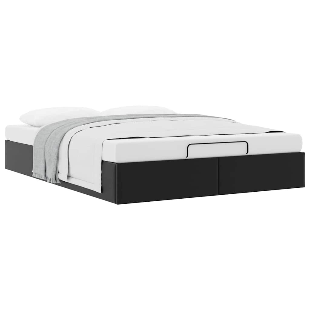 Ottoman Bed without Mattress Black 140x190 cm Faux Leather