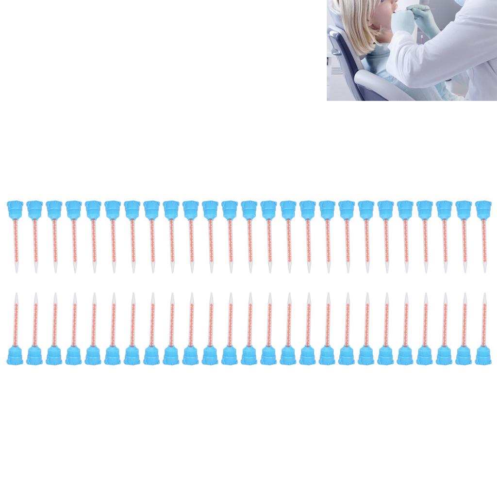 50pcs Epoxy Mixing Nozzle Tip for Adhesive Applicator Resin Mixing Tip Dental AccessoryBlue Orange 10:1