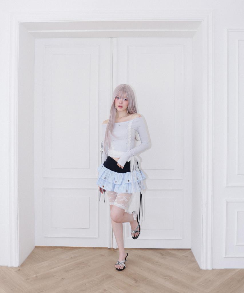 Chelikwili Soft Punk Eyelet Skirt - Blue
