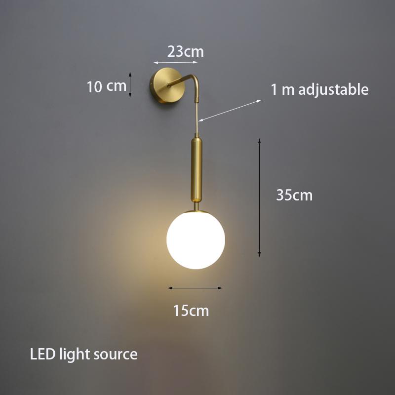 Nordic LED Glass Wall Lamp Bedroom Bedside Light Living Room Decorative Lamp Modern Hotel Lamp Creative Luxury Wall Light Gold