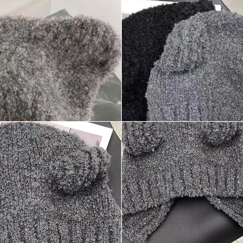 Autumn and Winter Plush Bear Knitted Hat Warm and Ear Protecting Cold Hat Japanese-style Large Head Knitted Hat Panda Element