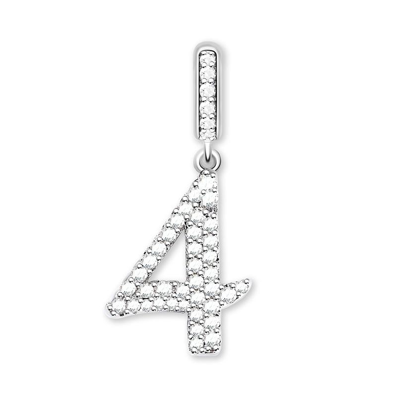 Fine Charms Handmade DIY Women Fashion Jewelry Gift Item Sparkling 0-9 Lucky Numbers Zirconia Charm Pendant Fit Original Design Bracelets Beads