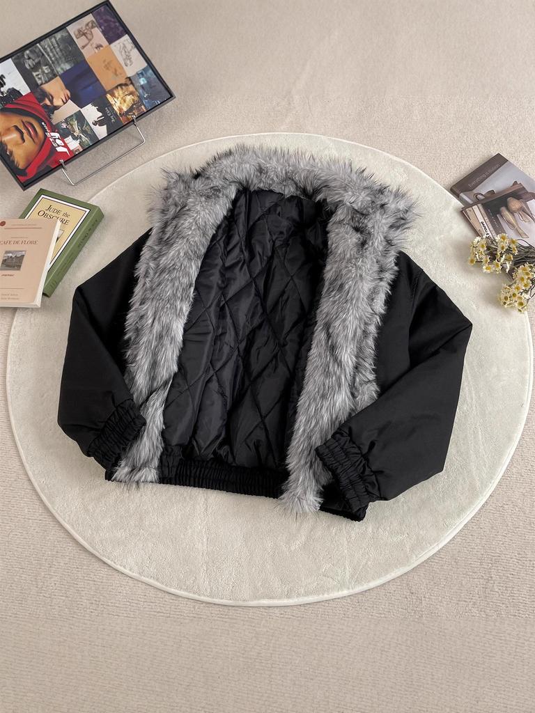 Men's Winter Mountain Eagle Faux Fur Collar Cotton Jacket - Warm, Thick, Loose-Fit Outerwear