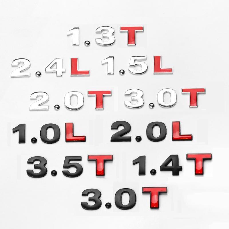 3D Metal Car Displacement Standard Rear Trunk Emblem Badge Sticker 1.0 1.2 1.4 1.6 1.8 2.0 2.5 2.8 3.0 L T 2.0T 3.0T Volume Logo