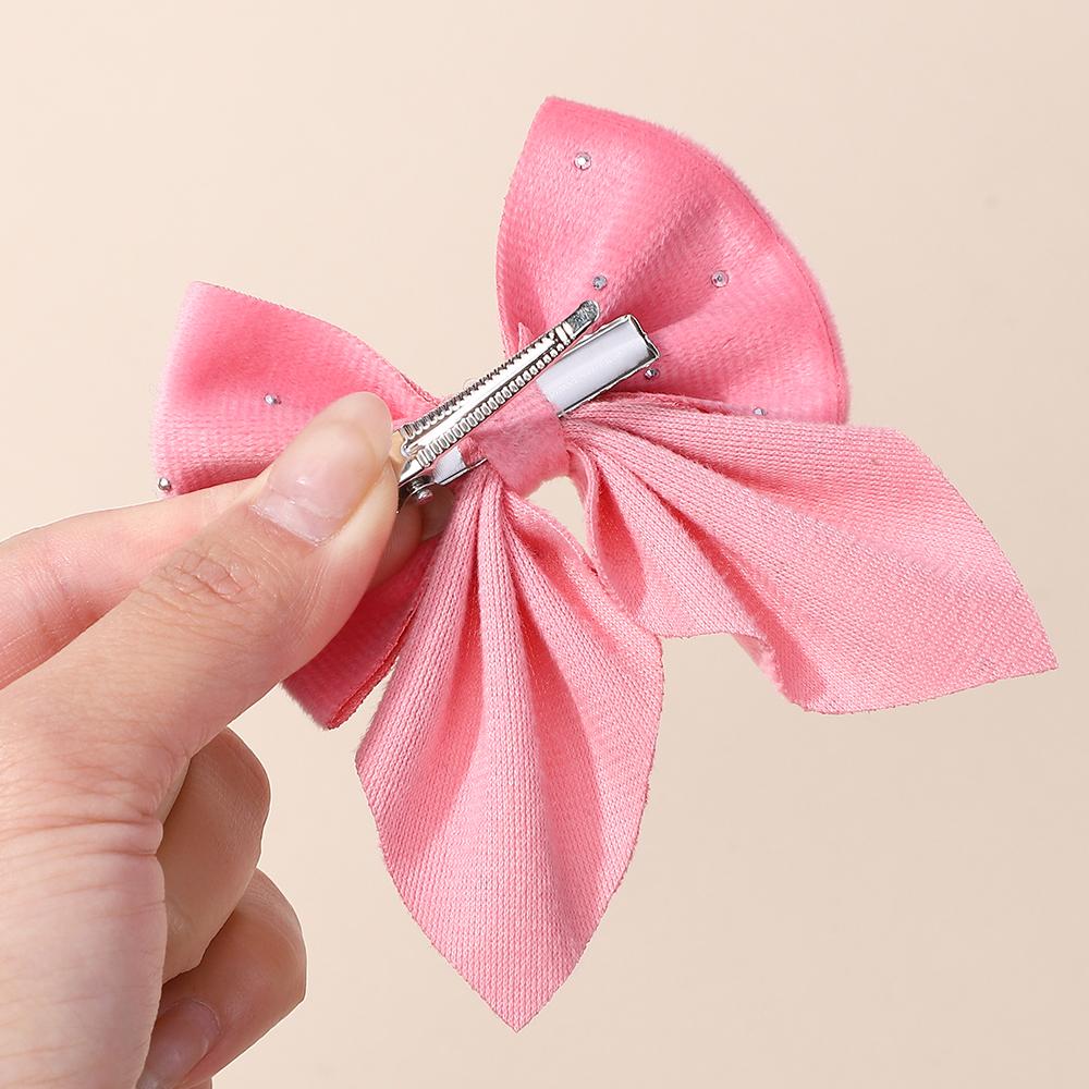 LOVEKIKI 2Pcs Starry Dots Red Velvet Bow Hair Pins Hair Clips Kids Girls Fashion Barrettes Ponytail Holder Headwear Accessories