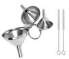 3Pcs Stainless Steel Kitchen Funnels Set Food Grade Metal Funnels with Cleaning Brush Small Funnels for Filling Bottles