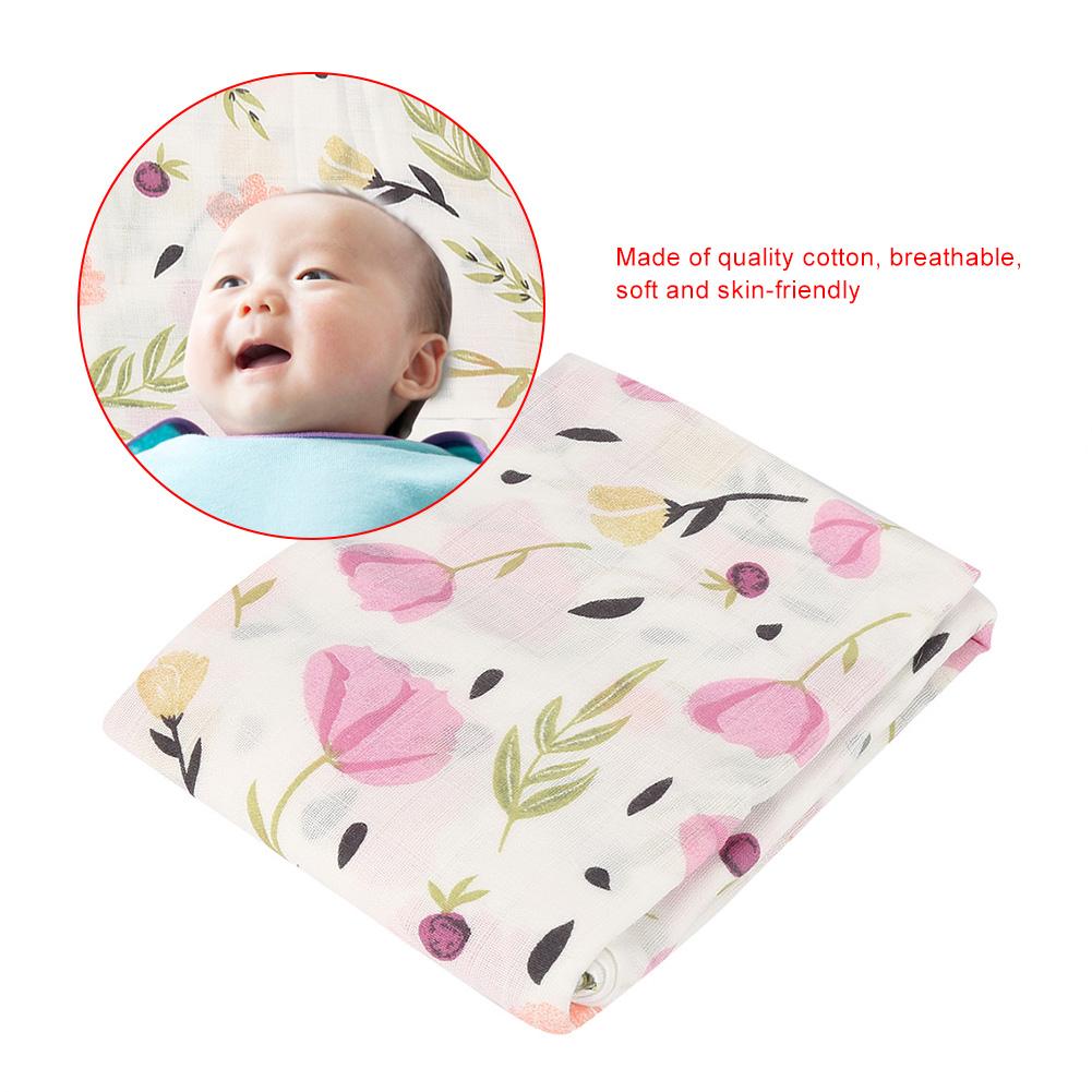 Andningsbar nyfödd inlindningsfilt muslinfilt baby spädbarn mjuk badhandduk omslagskläde 120*120cm(#4)