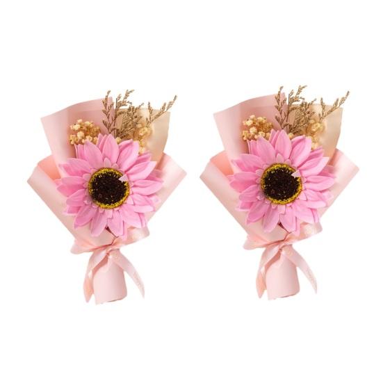 2 Pcs Mini Sunflower Bouquet Scented Artificial Soap Flower Birthday Valentine's Day Gifts