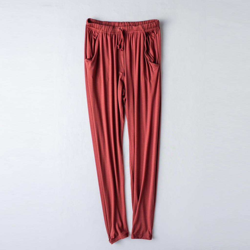 Women's Modal Long Pajama Pants, Japanese Korean Loose Straight Leg Casual Trousers, High Stretch Thin Yoga Loungewear Pants with Pockets