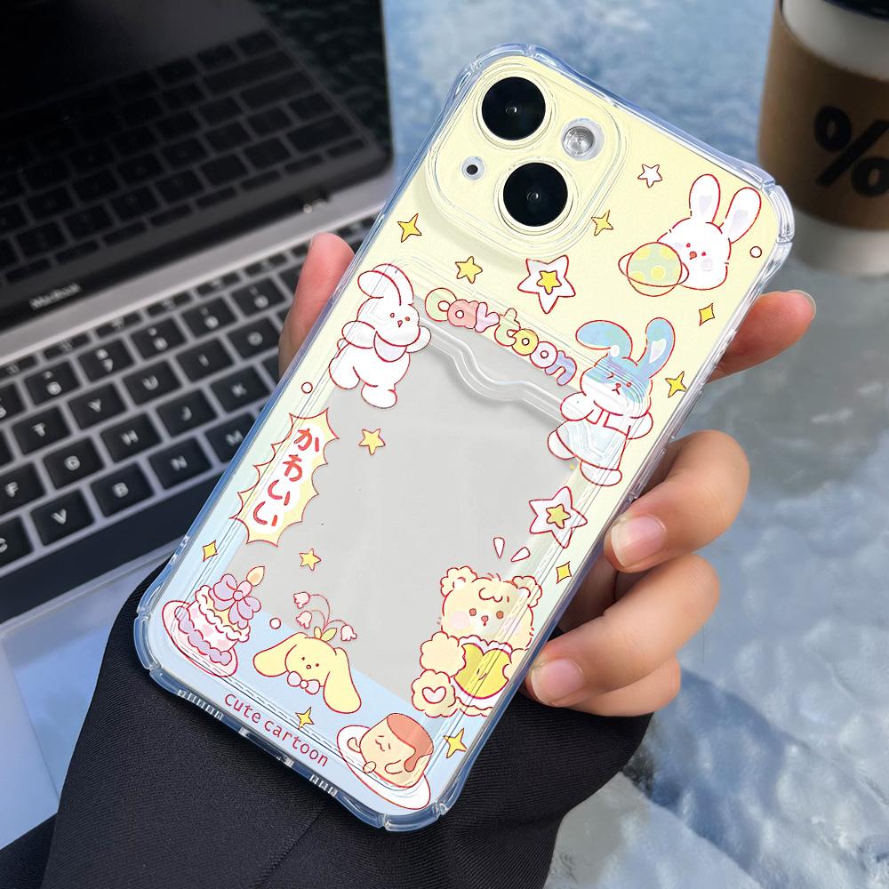 Korttelefonveske for iPhone 11 13 XR 15 14 Pro Max iPhone 12 16 7 8 Plus XS Max Samsung S24 S23 A15 A55 A05 A54 Redmi 12 13C 13 9 Cartoon Protection
