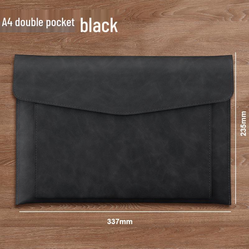 A4 Doppel-Schicht Große Kapazität Dokumenten- und Laptop-Leder-Schutz-Tasche