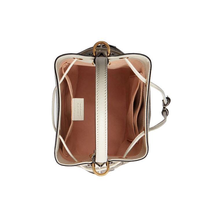 Gucci Ophidia Logo Stripe Drawstring Canvas And Leather Bucket Bag Women bags Ebony White 550621-96I3B-9794