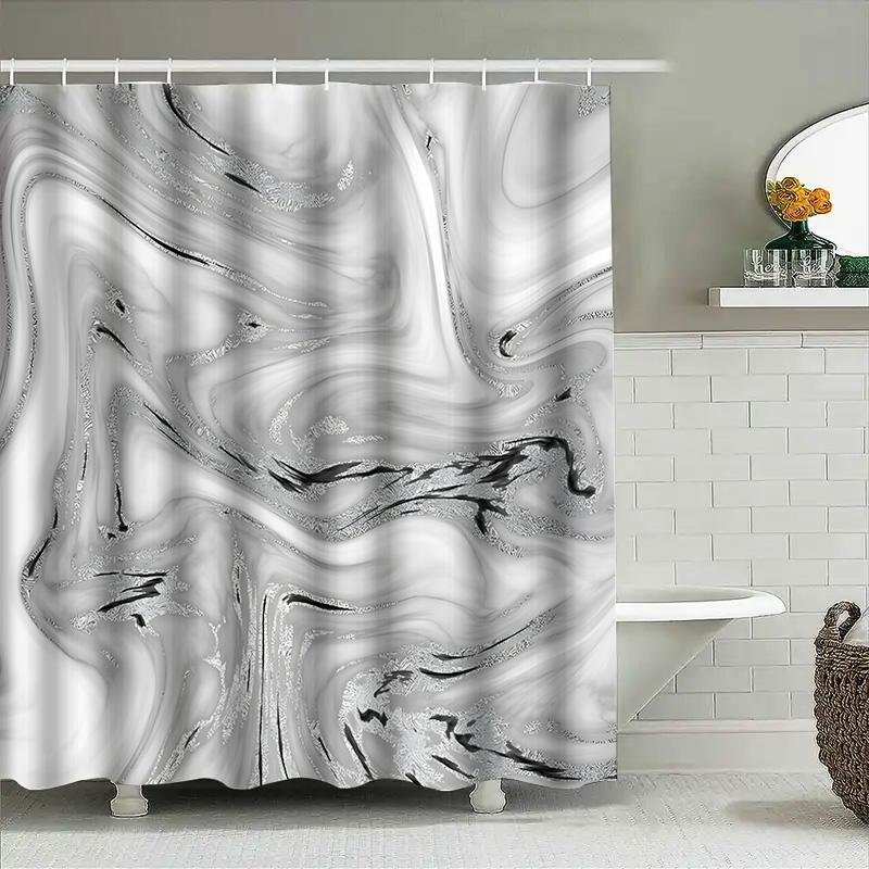 

Elegant Gray Marble Texture Shower Curtain Waterproof Anti-Mold Bathroom Curtain Creative Home Decor Elevate Space Easy-Clean 90X180cm(35x70in)