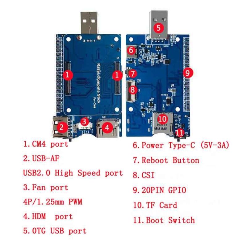 Base Board Designed for RPi Compute Module 4 Powerful Functions Small Size Body Expansion Board 20PIN GPIO Socket
