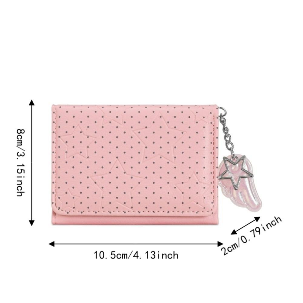 Lightweight Polka Dot Trifold Wallet PU Leather Mini Wallet Aesthetic Card Holder Daily Use