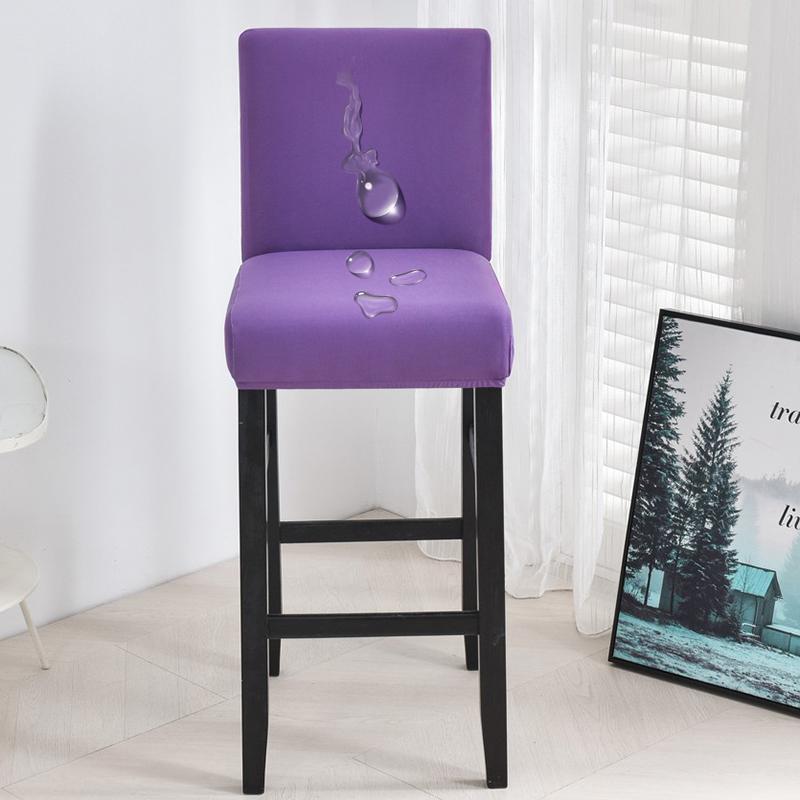Waterproof Short Back Bar Chair Cover Solid color Stretch Swivel Chair Cover Stretch Small Size Bar Stool Seat Covers for Hotel Banquet Dinin