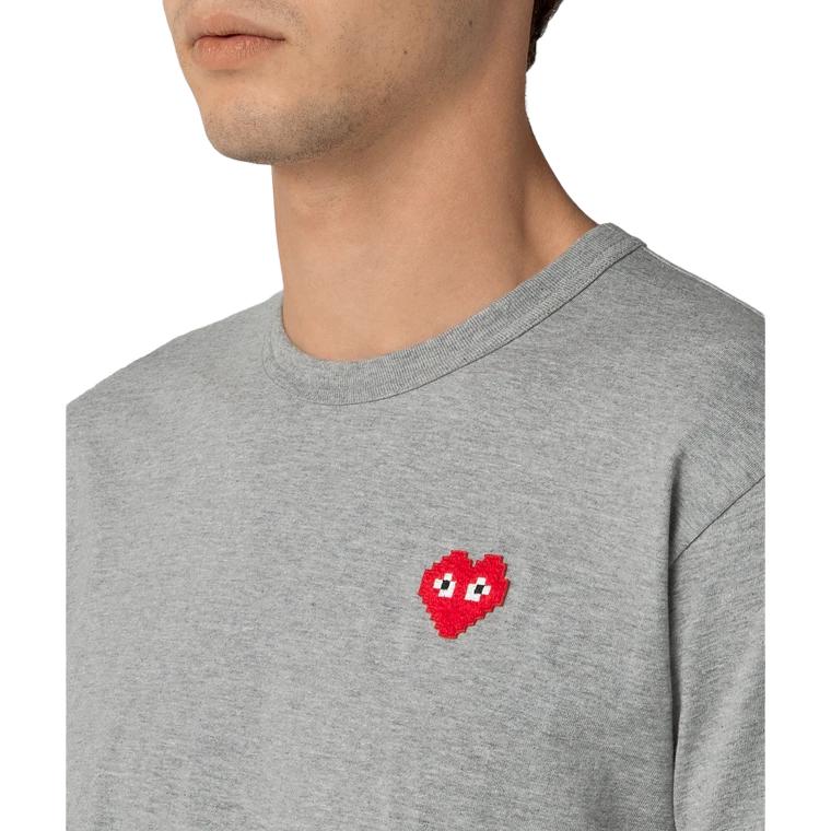 CDG Play T-Shirts Men's Gray Crew Neck Moderate AZ-T322-051-2