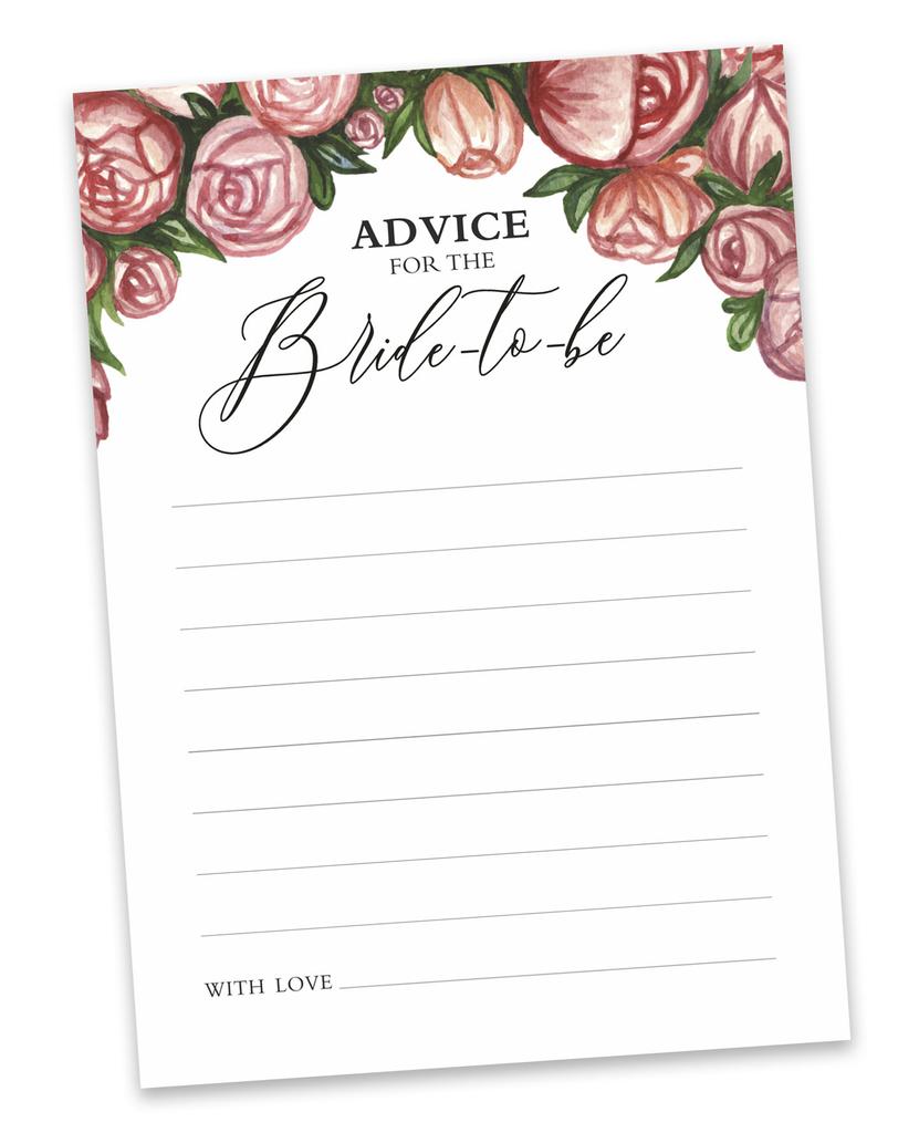 Inkdotpot Advice For The BrideA  CardsA  Set Of 50A  FloralA  Bridal Shower Activity