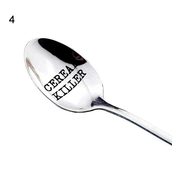 

Ложка из нержавеющей стали с буквенной гравировкой, хлопья-убийцы, фрукты, принадлежности для семейного ужина 4