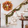 18 Inch Fall Wreath for Front Door Large Autumn Wreath with Artificial Pumpkins Sunflowers Maple Leaves for Thanksgiving Harvest Farmhouse Porch Wall