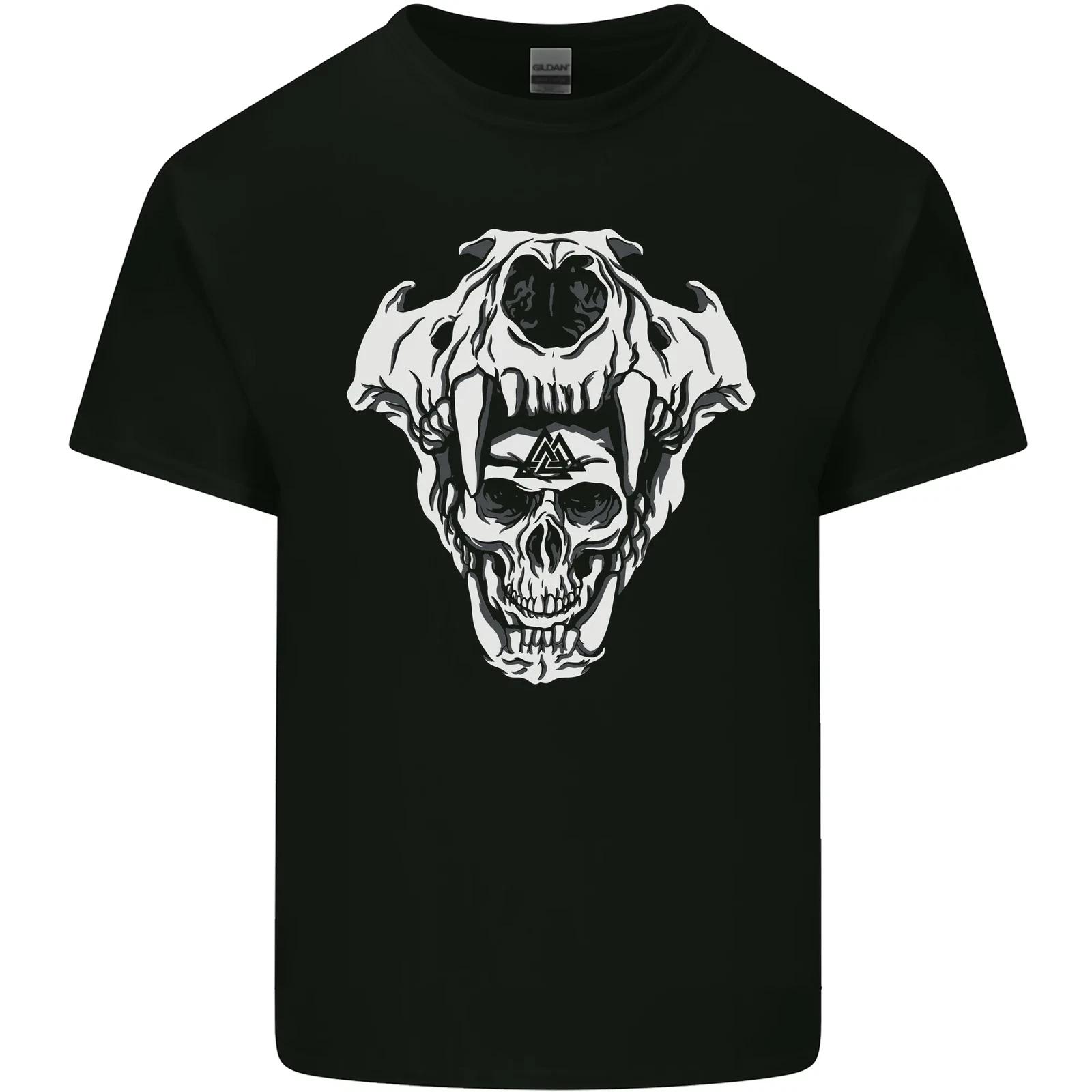 Viking Skull With Valknut Symbol Kids T-Shirt Childrens 3XL