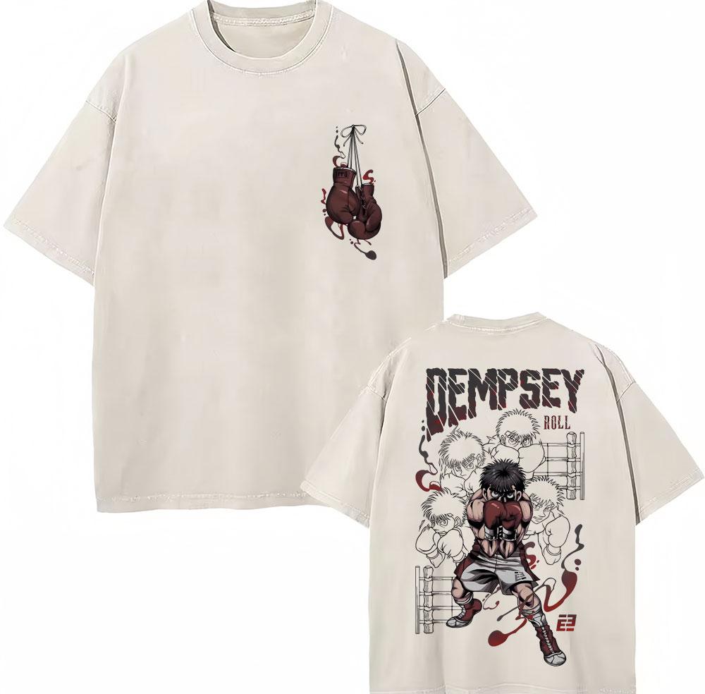 Vintage Gewaschene T-Shirts Anime Hajime No Ippo Kamogawa Boxen Gym Makunouchi KGB T-Shirts Unisex Damen Locker Baumwolle Sommer T-Shirt