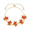 Autumn Red Maple Leaf Necklace For Women Men With Alloy Pendant And O Link Chain