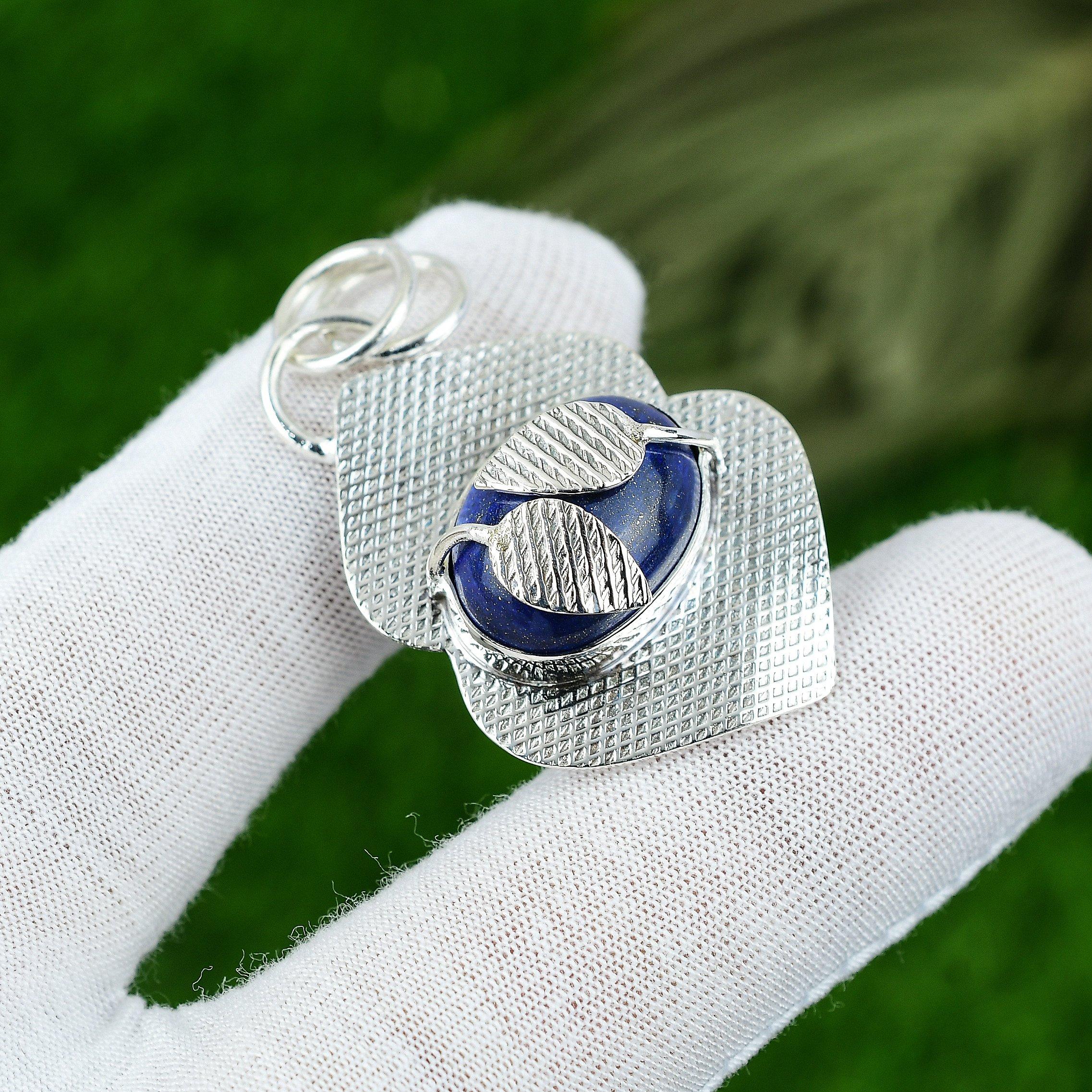 

Womens day Sale 925 Silver Natural Lapis Lazuli Bezel Mother Birthday Pendant