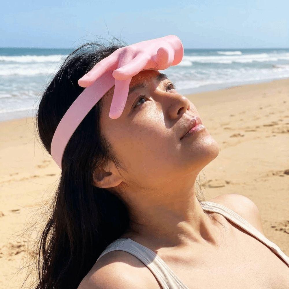UV Protection Orchid Finger Sun Visor Novelty Plastic Palm Sun Hat Detachable Hand Adjustable Palm Visor Headband Beach Party