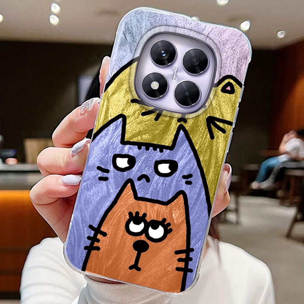 MultMultiple ones Gradient Colored Cat Phone Cases For Xiaomi Redmi Note 14 13 Pro 14C 13C A5 A3 14t Silicone Couple Funda Cover