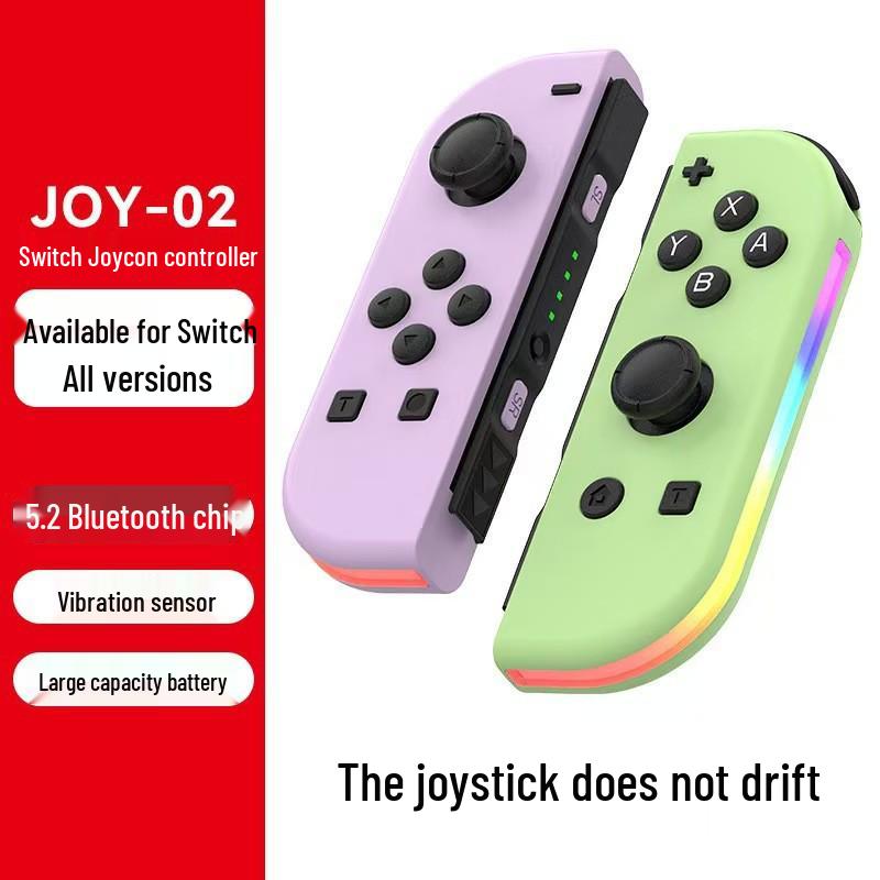Colorful RGB Switch Joy-Con Left & Right Controllers with Wake-Up, Bluetooth 5.2, Vibration, and Motion Control.