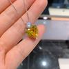 Jewelry Retro Colored Treasure With Diamonds Simulation Yellow Diamond Love Heart Pendant Love Stud Earrings Temperament Gift Women