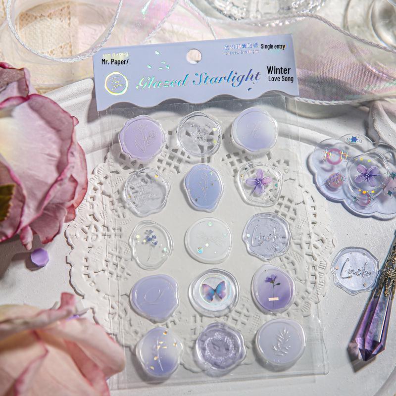 Starlight Wax Seal Stickers with Epoxy Glaze for DIY Envelope Decoration