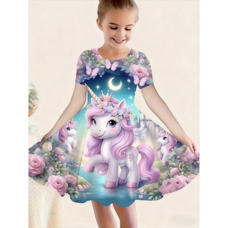 ' Magical Unicorn A-Line Dress with Flared Maxi - Spring Summer Party Wedding Dress,