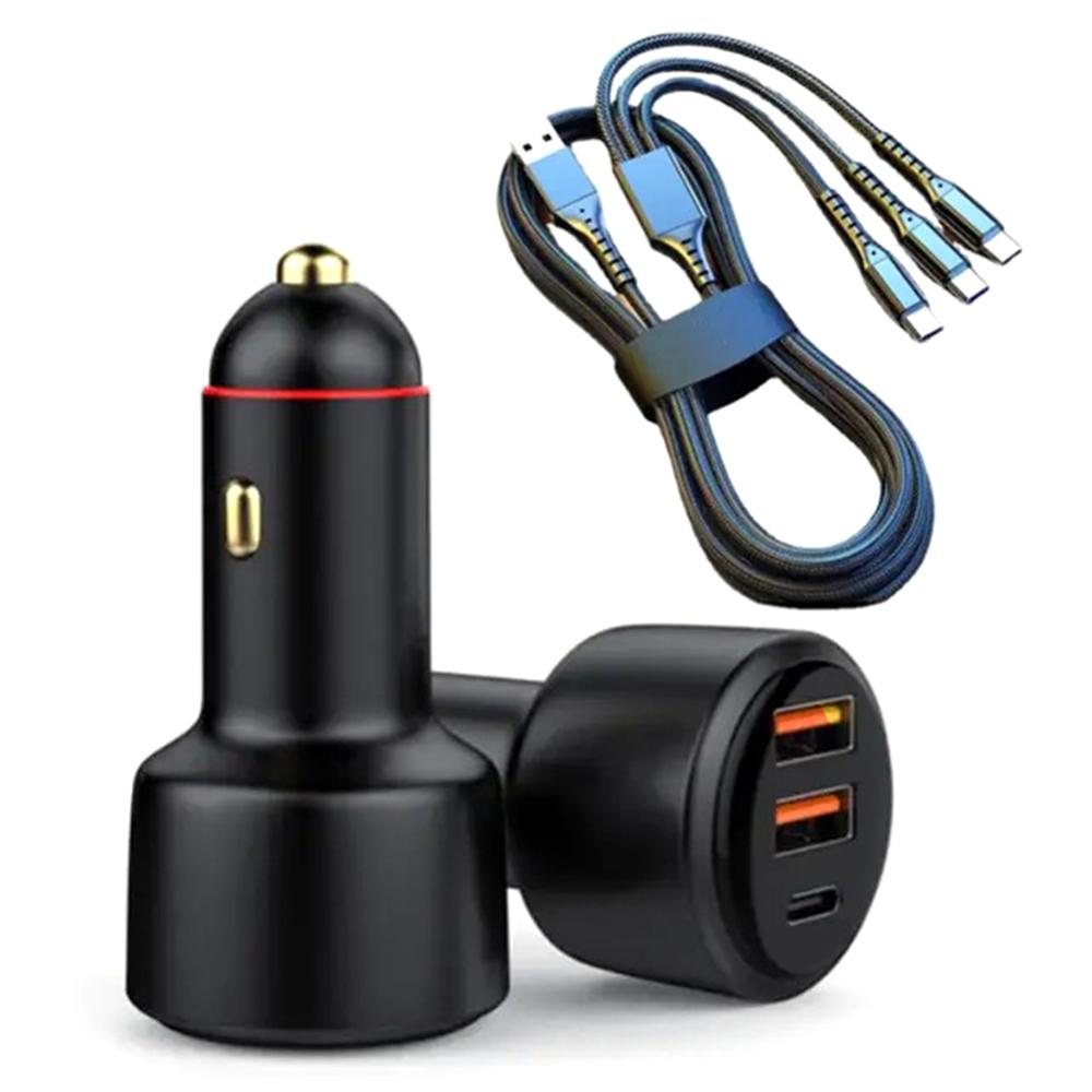 

PD3.0 Fast Charging Car Charger 65W Cigarette Lighter Charger Adapter 3-Port 100W Super Car Charger
