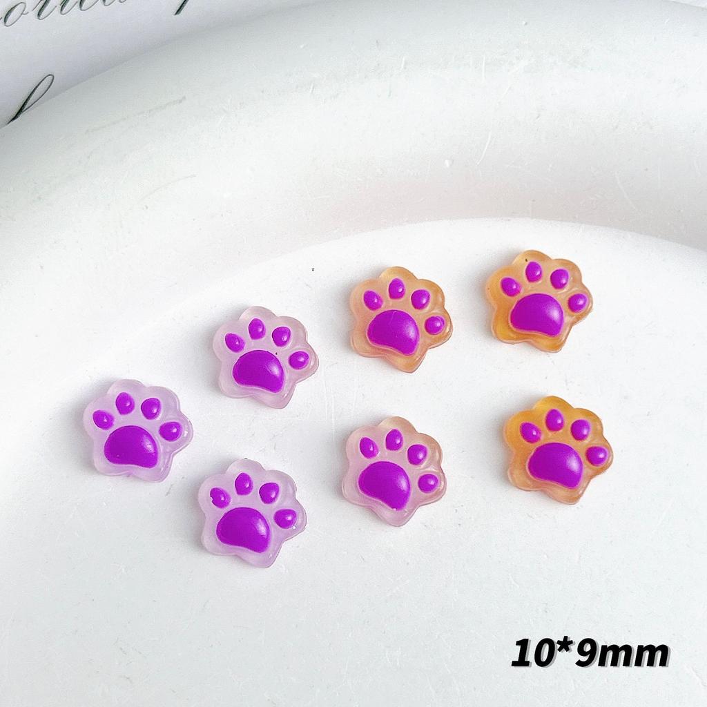 Luminous Color Changing Cute Cartoon Cat Paw Nail Art Decorations Semi-Transparent Nail Decorations Cream Glue Phone Case DIY