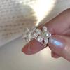 Elegant S925 Sterling Silver Pearl Flower Ring for Girls - Niche Design, Adjustable, High-End, Open Index Finger Ring
