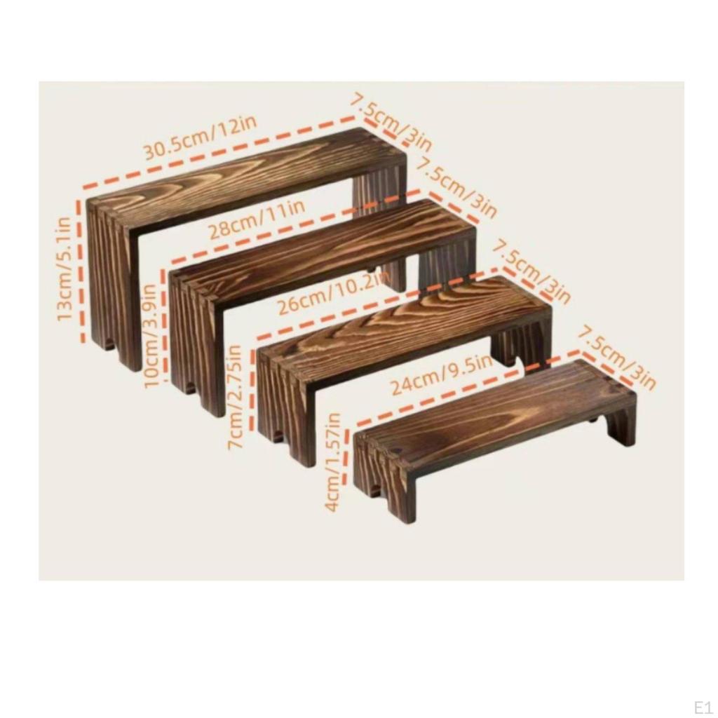4 Stück Mehrstufiger Ausstellungsständer Schreibtisch Holz Riser Platzsparend Holz für