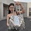 Polyester Glitter Sequins Shoulder Bag Large Capacity Underarm Bag Fashion Handbag  Party