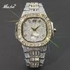 Hip Hop Iced Out Mens Watch Diamond Paved Analog Quartz Watch Waterproof Stainless Steel Luxury Wristwatch