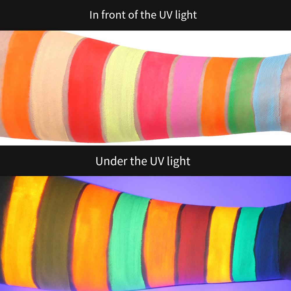 UV Barva na Obličej a Tělo Černá Světla Neonová Fluorescenční Svítící Barva Vodou Aktivovaná Make-up Malířský Pigment